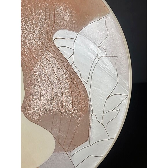 Handmade & Painted Art Pottery Hanging Dish Plate Abstract Contemporary - Picture 3 of 16